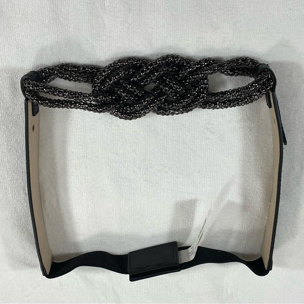 Kohls/Apt. 9 Chunky Metal Knot Belt Black Gunpowder Snap Closure Stretchy 31.5”